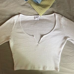 White TNA waffle texture/ thermal long sleeve